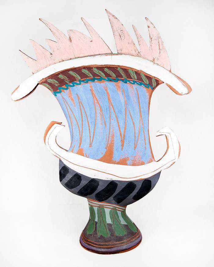 Ceramic vessel by Daleene Menning, titled "Postmodern Greek Vessel, Fire Hydria"